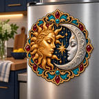 Celestial Treasury Acrylic Refrigerator Magnet with flat printed celestial jewel-look optical 3D art