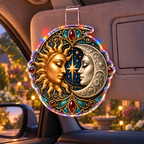 Celestial Treasury Holographic Car Visor Clip with flat printed celestial jewel-look optical 3D art