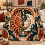 Celestial Atelier Sherpa & Fleece Blanket with printed optical 3D artwork in its use setting
