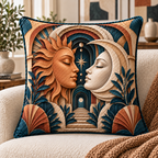 Celestial Atelier Quilted Cushion Cover with printed optical 3D artwork in its use setting