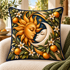 Golden Welcome Quilted Cushion Cover with printed optical 3D artwork in its use setting