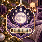 Lunar Velvet Acrylic Cash Holder Ornament with printed optical 3D artwork in its use setting