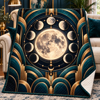 Orbit Grandeur Quilt Blanket with printed optical 3D artwork in its use setting