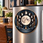 Lunar Blueprint Acrylic Refrigerator Magnet with printed optical 3D artwork in its use setting