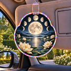 Stillwater Orbit Holographic Car Visor Clip with printed optical 3D artwork in its use setting
