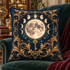 Astral Heirloom Quilted Cushion Cover with printed optical 3D artwork in its use setting