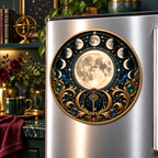 Astral Heirloom Acrylic Refrigerator Magnet with printed optical 3D artwork in its use setting