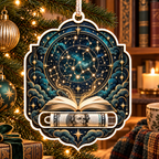 Starlit Atlas Acrylic Cash Holder Ornament with printed optical 3D artwork in its use setting