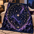 Nocturne Atlas Sherpa & Fleece Blanket with printed optical 3D artwork in its use setting