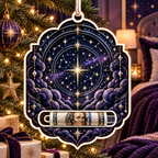 Nocturne Atlas Acrylic Cash Holder Ornament with printed optical 3D artwork in its use setting