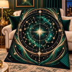 Aurum Starfield Quilt Blanket with printed optical 3D artwork in its use setting