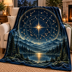 Quiet Constellations Sherpa & Fleece Blanket with printed optical 3D artwork in its use setting