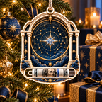 Starlit Collector Acrylic Cash Holder Ornament with printed optical 3D artwork in its use setting