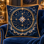 Starlit Collector Quilted Cushion Cover with printed optical 3D artwork in its use setting