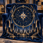 Metropolitan Star Map Sherpa & Fleece Blanket with printed optical 3D artwork in its use setting