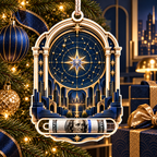 Metropolitan Star Map Acrylic Cash Holder Ornament with printed optical 3D artwork in its use setting