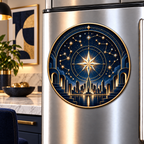 Metropolitan Star Map Acrylic Refrigerator Magnet with printed optical 3D artwork in its use setting