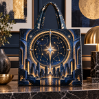 Metropolitan Star Map Quilted Tote Bag with printed optical 3D artwork in its use setting