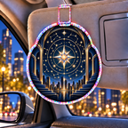 Metropolitan Star Map Holographic Car Visor Clip with printed optical 3D artwork in its use setting