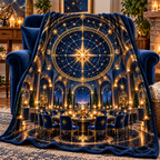Gathered Under Stars Sherpa & Fleece Blanket with printed optical 3D artwork in its use setting