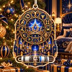Zodiac Crown Acrylic Cash Holder Ornament with printed optical 3D artwork in its use setting