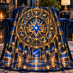 Zodiac Grand Salon Sherpa & Fleece Blanket with printed optical 3D artwork in its use setting