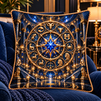 Zodiac Grand Salon Quilted Cushion Cover with printed optical 3D artwork in its use setting