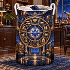 Zodiac Executive Observatory Laundry Hamper with printed optical 3D artwork in its use setting