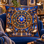 Zodiac Maker Vault Quilted Cushion Cover with printed optical 3D artwork in its use setting