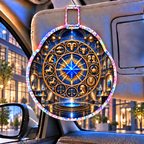 Zodiac Maker Vault Holographic Car Visor Clip with printed optical 3D artwork in its use setting