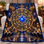 Zodiac Gathering Hall Sherpa & Fleece Blanket with printed optical 3D artwork in its use setting