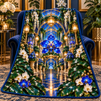 Celestial Gallery Garden Sherpa & Fleece Blanket with printed optical 3D artwork in its use setting