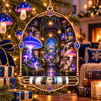 Mushroom Crystal Cabinet Acrylic Cash Holder Ornament with printed optical 3D artwork in its use setting