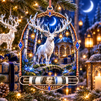 White Stag Moonlit Library Acrylic Cash Holder Ornament with printed optical 3D artwork in its use setting