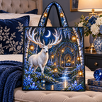 White Stag Sapphire Sanctuary Quilted Tote Bag with printed optical 3D artwork in its use setting