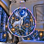 White Stag Sapphire Sanctuary Holographic Car Visor Clip with printed optical 3D artwork in its use setting