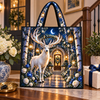 White Stag Welcome Garden Quilted Tote Bag with printed optical 3D artwork in its use setting