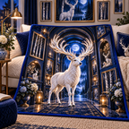 White Stag Lunar Gallery Quilt Blanket with printed optical 3D artwork in its use setting