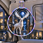 White Stag Lunar Gallery Holographic Car Visor Clip with printed optical 3D artwork in its use setting