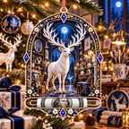 White Stag Midnight Atelier Acrylic Cash Holder Ornament with printed optical 3D artwork in its use setting
