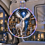 White Stag Midnight Atelier Holographic Car Visor Clip with printed optical 3D artwork in its use setting