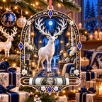 White Stag Moonlit Welcome Acrylic Cash Holder Ornament with printed optical 3D artwork in its use setting