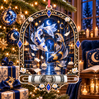 Celestial Koi Starlit Library Acrylic Cash Holder Ornament with printed optical 3D artwork in its use setting