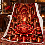 Red Lotus Executive Study Sherpa & Fleece Blanket with printed optical 3D artwork in its use setting