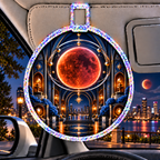 Lunar Eclipse Loft Gallery Holographic Car Visor Clip with printed optical 3D artwork in its use setting