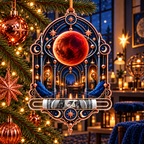 Lunar Eclipse Artisan Studio Acrylic Cash Holder Ornament with printed optical 3D artwork in its use setting