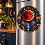Lunar Eclipse Artisan Studio Acrylic Refrigerator Magnet with printed optical 3D artwork in its use setting