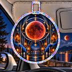 Lunar Eclipse Artisan Studio Holographic Car Visor Clip with printed optical 3D artwork in its use setting