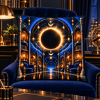 Solar Eclipse Executive Office Quilted Cushion Cover with printed optical 3D artwork in its use setting