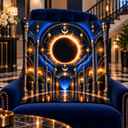 Solar Eclipse New Home Quilted Cushion Cover with printed optical 3D artwork in its use setting